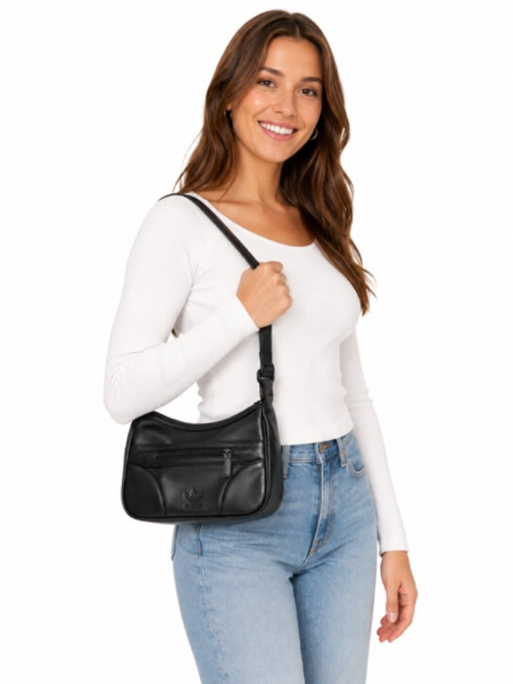 Adidas Originals Black Shoulder Bag Purse Y2K Mini Handbag